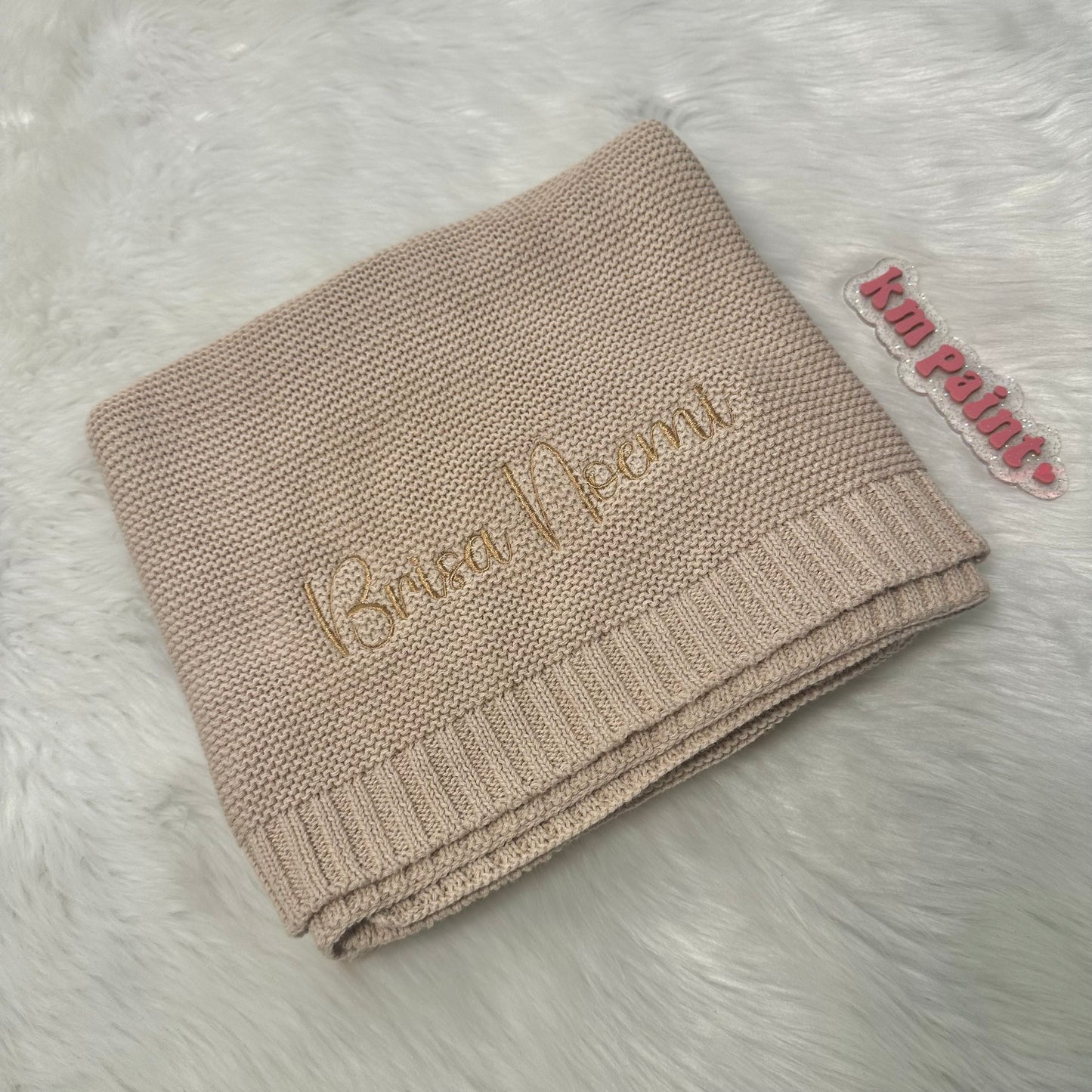 BABY BLANKET WITH EMBROIDERED NAME | COTTON KNIT