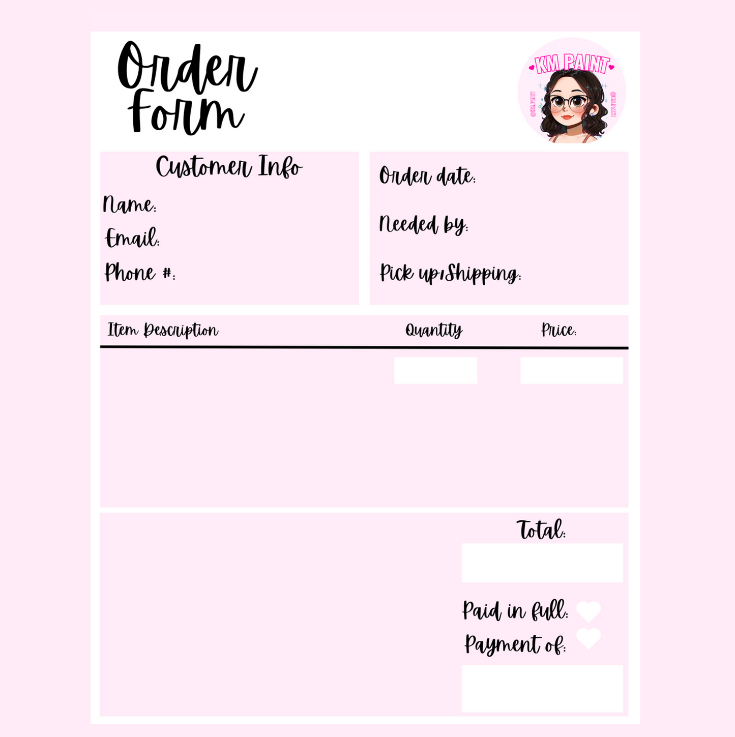 CUSTOM ORDER FORM | DIGITAL COPY