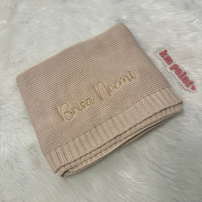 BABY BLANKET WITH EMBROIDERED NAME | COTTON KNIT