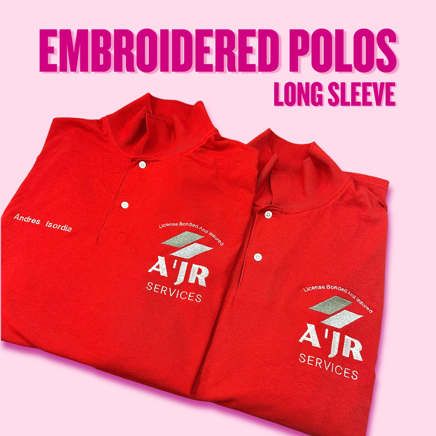 Long Sleeve Performance Polos | Embroidered