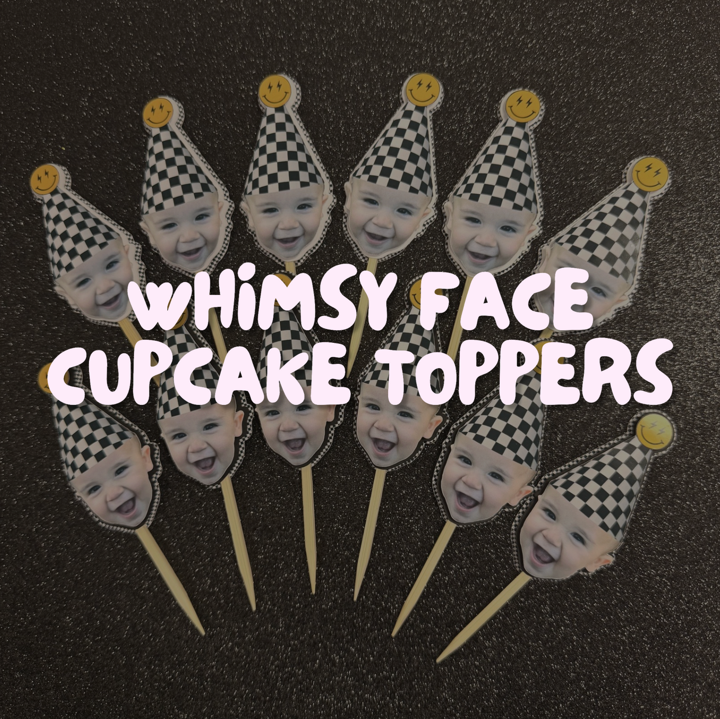 Whimsy Face Cupcake Toppers | (Set of 12)